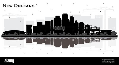 New Orleans Louisiana City Skyline Silhouette With Black Buildings