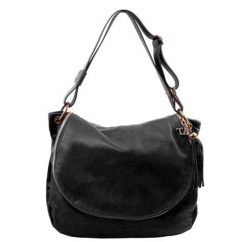 Soft Leather Shoulder Bag With Tassel