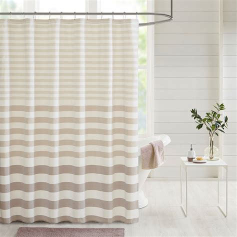 Shades Of Brown Striped Fabric Shower Curtain 72x72 Aviana Taupe