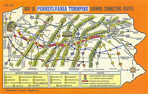 Postcardy The Postcard Explorer Map Pennsylvania Turnpike