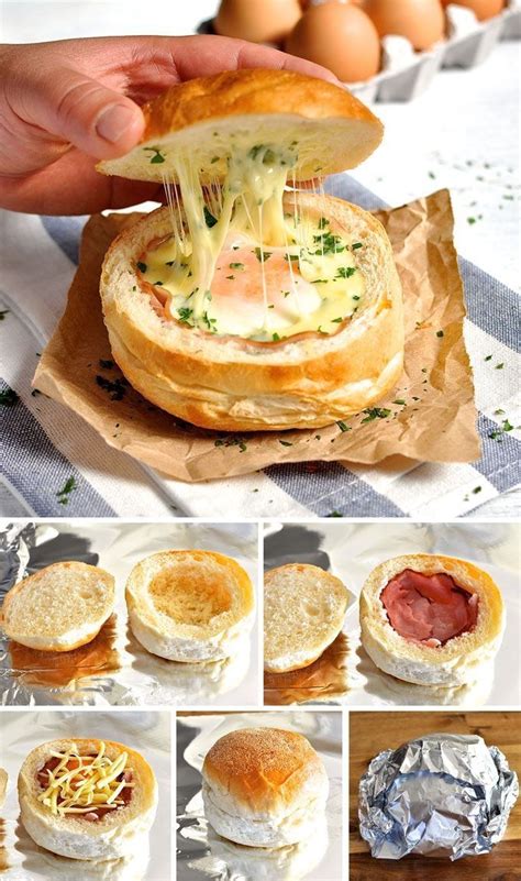 Stir in the nuts and pretzels and toss quickly to. DIY Ham Egg and Cheese Bread Bowls baking recipe recipes ingredients instructions easy recipes ...