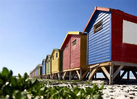 Colorful Cabanas At Muizenberg Beach South Africa Stock Photo