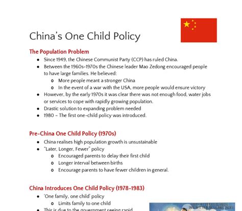 Notes On Chinas One Child Policy A Level Geography Marked By