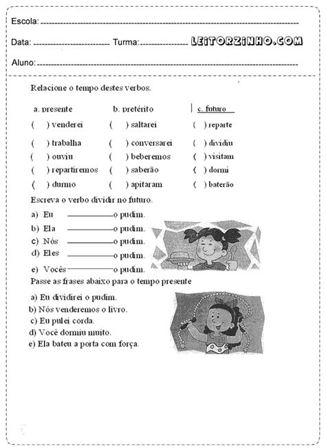 Atividades De Portugu S Ano Verbos S Escola