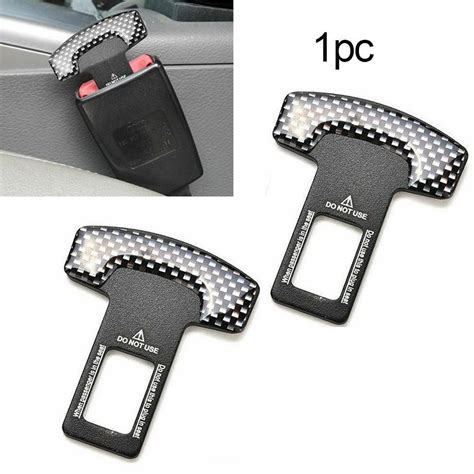 pair universal carbon fiber car safety seat belt buckle alarm stopper clip clamp ebay