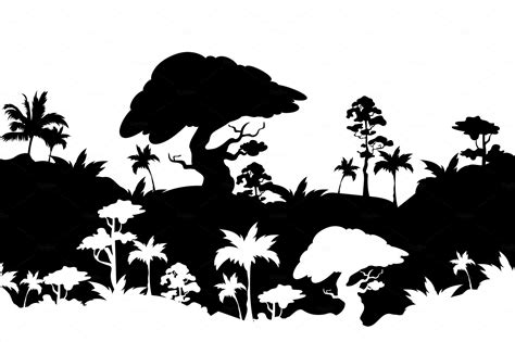 Jungle Landscape Black Silhouette Pre Designed Photoshop Graphics