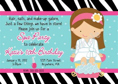 Spa Party Birthday Invitations Printable Digital File 700 Via