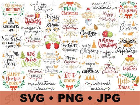 Christmas Greetings Svg Design Bundle Greetings Svg For Cutting Machine