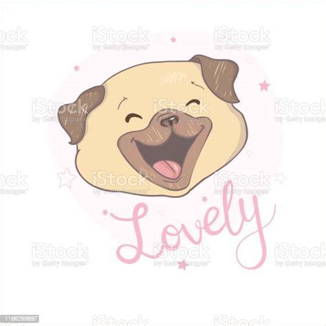 Mops Hund Cartoon Illustration Nette Freundliche Fett Mollig Fawn