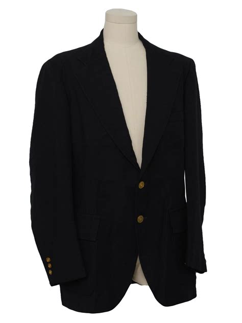 JCPenney Seventies Vintage Jacket: 70s -JCPenney- Mens navy polyester