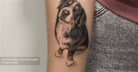 Micro Realistic Bernese Mountain Dog Tattoo On The