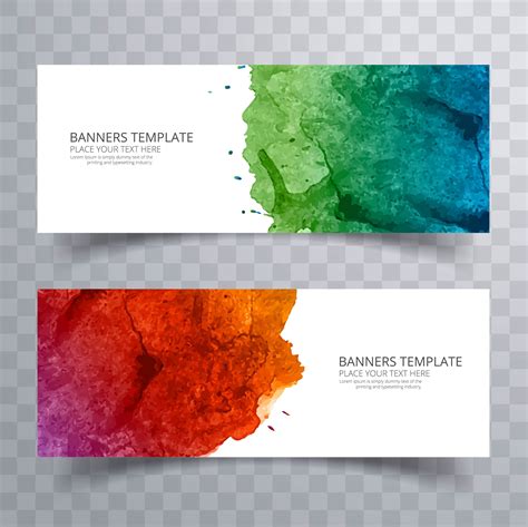 Download Abstract Colorful Watercolor Header Set Design For Free