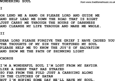 Country Southern And Bluegrass Gospel Song Wondering Soul Lyrics