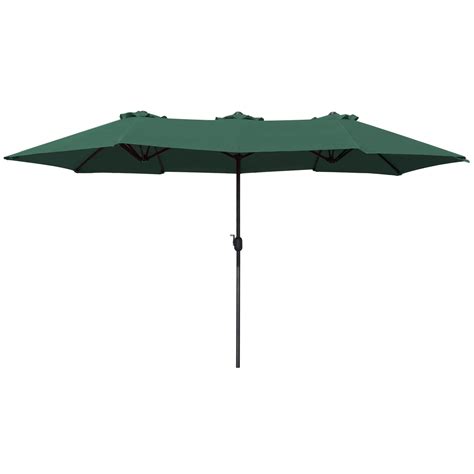 Walnew 15 Ft Green Patio Double Sided Outdoor Twin Table Umbrella