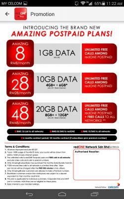 This article divides phone plans into three categories: Wts>Red One Postpaid Line RM 8 1GB 30days