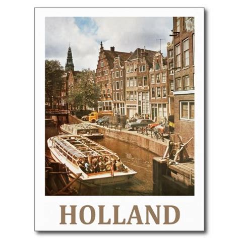 best holland ~ canal ~ vintage netherlands travel ad postcard holland ~ canal ~ vintage