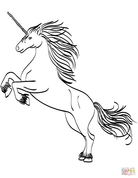 Free printable unicorn coloring pages for adults and teens. Rearing Unicorn coloring page | Free Printable Coloring Pages