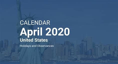 April 2020 Calendar United States