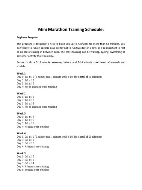 Mini Marathon Training Beginner Pdf