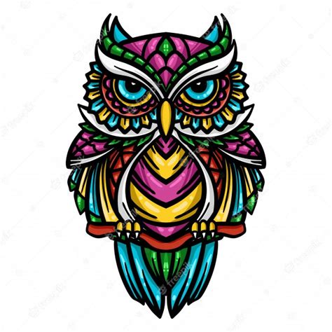 Premium Vector Colorful Owl Zentangle Art Illustration