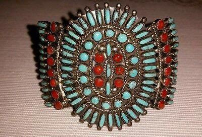Victor M Begay Signed Navajo Silver Sleeping Beauty Turquoise Coral