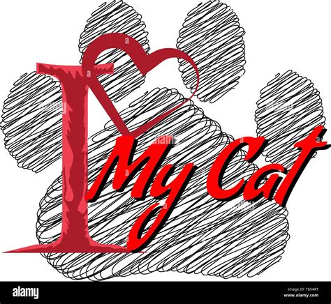 I Love My Cat Slogan Design For Your T Shirt Vector Illustration Stock