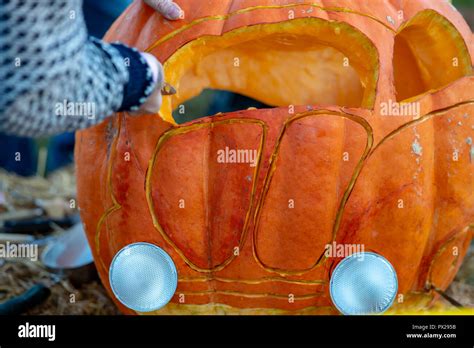 Chadds Ford Pa October 18 Person Carving Pumpkin At The Great