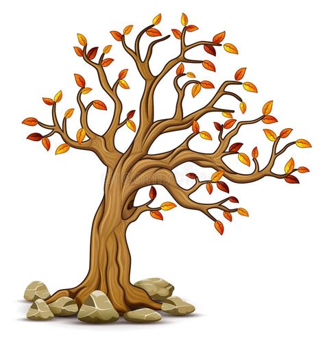 Autumn Tree With Stones Stock Vector Illustration Of Forest 100776771