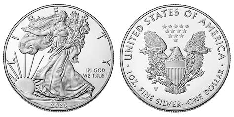 2020 W American Silver Eagle Bullion Coin Proof Type 1 Reverse Of