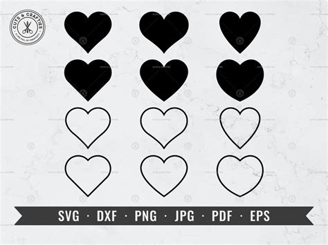 Heart Svg Heart Shape Bundle Svg Heart Outline Svg Valentines Day