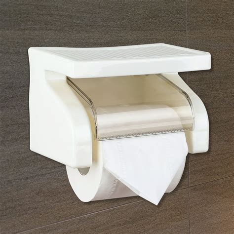Toilet Tissue Holder With Screw Shelf Wall Mount Plastic Water