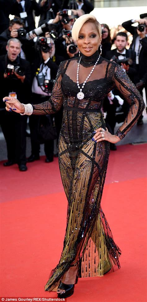 Mary J Blige Wears Semi Sheer Gown At Cannes Film Festival Daily Mail Online