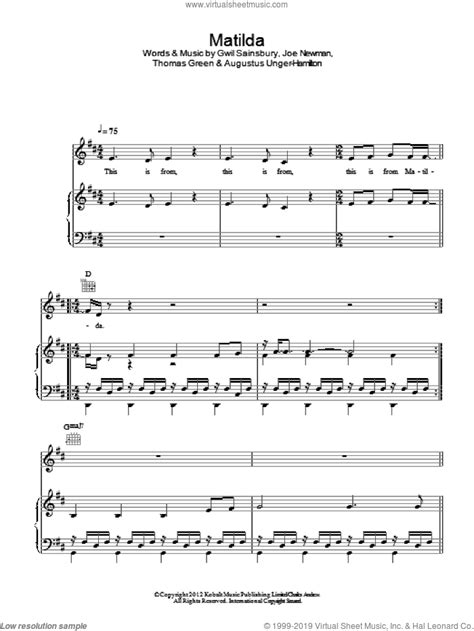 Here, you'll find all matilda songs ranked by fans! Alt-J - Matilda sheet music for voice, piano or guitar PDF