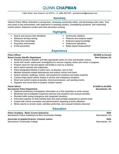 Best Police Officer Resume Example From Professional Resume Writing Service