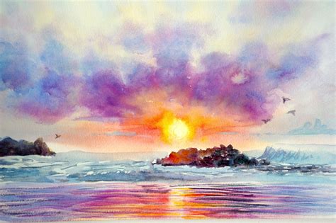 This Item Is Unavailable Etsy Watercolor Sky Sunset Painting