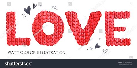 Word Love Romantic Lettering Hand Drawn Stock Illustration 509479684