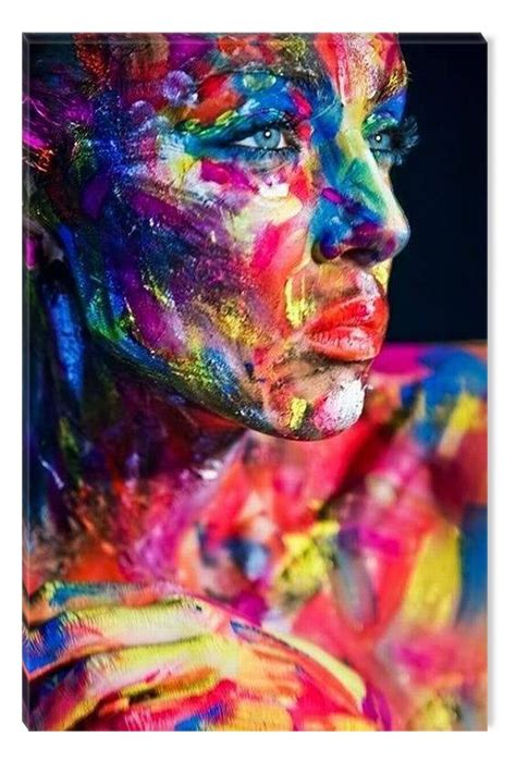 Colored Painted Woman Canvas Wall Art 5 Stars T Startonight 315 X