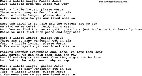 Wait A Little Longer Please Jesus By Marty Robbins Lyrics