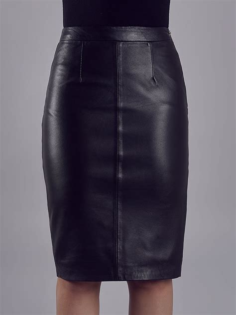 Crisia Black Leather Pencil Skirt
