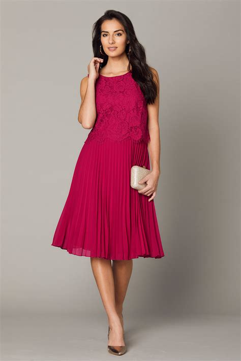 Lace Top Pleated Skirt Dress