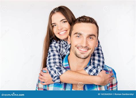 Pretty Young Woman Embracing Her Boyfriend Stock Photo Image Of