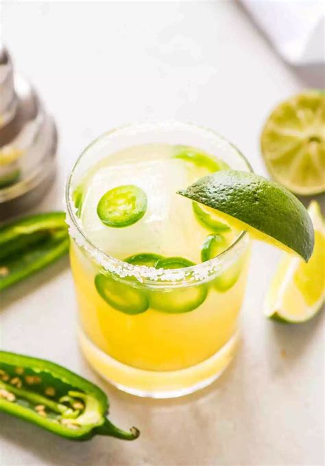 Skinny Spicy Jalapeno Margarita With Fresh Lime Juice And Agave Make