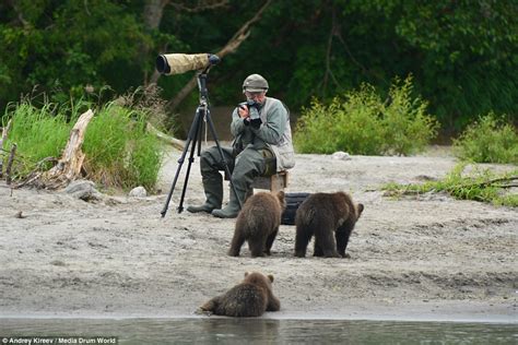 Photographer Sets Up Tripod Unaware There Is A Giant Bear Right Behind