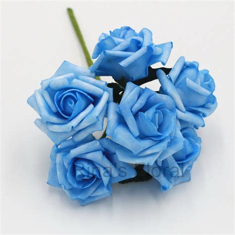 Light Blue Wedding Flowers Autumn Blue Artificial Foam Roses Etsy