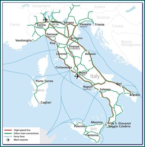 Italy Map Italy Rail Map Italy Train Gambaran