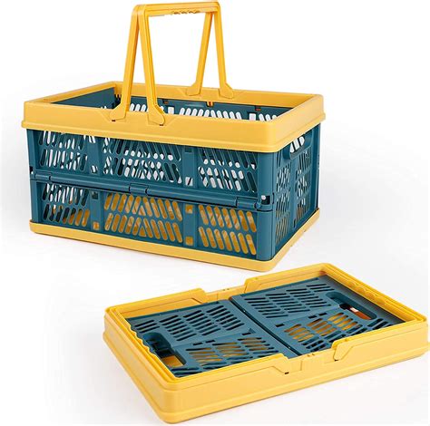 Topredo Collapsible Shopping Basket Plastic Portable Folding Storage