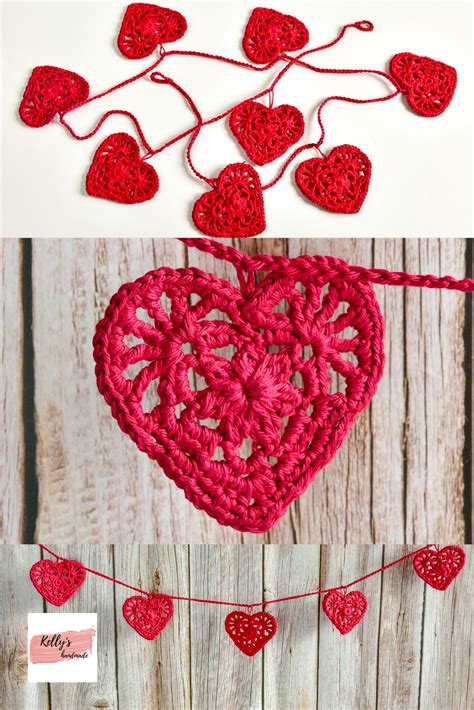 Valentine Garland Crochet Red Heart Garland Valentines Day Etsy