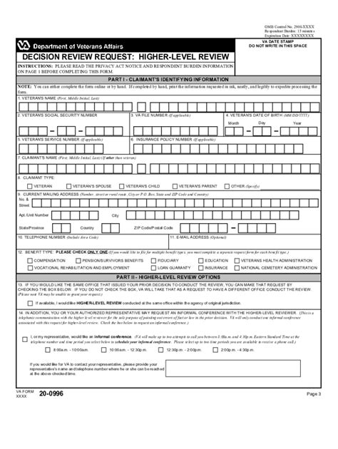 Va Form 20 0996 Printable