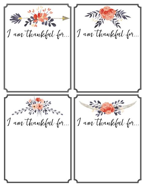 I Am Thankful For Printable Cards