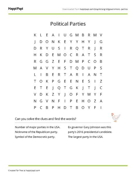 Political Parties Free Word Search Puzzle Worksheets Happi Papi